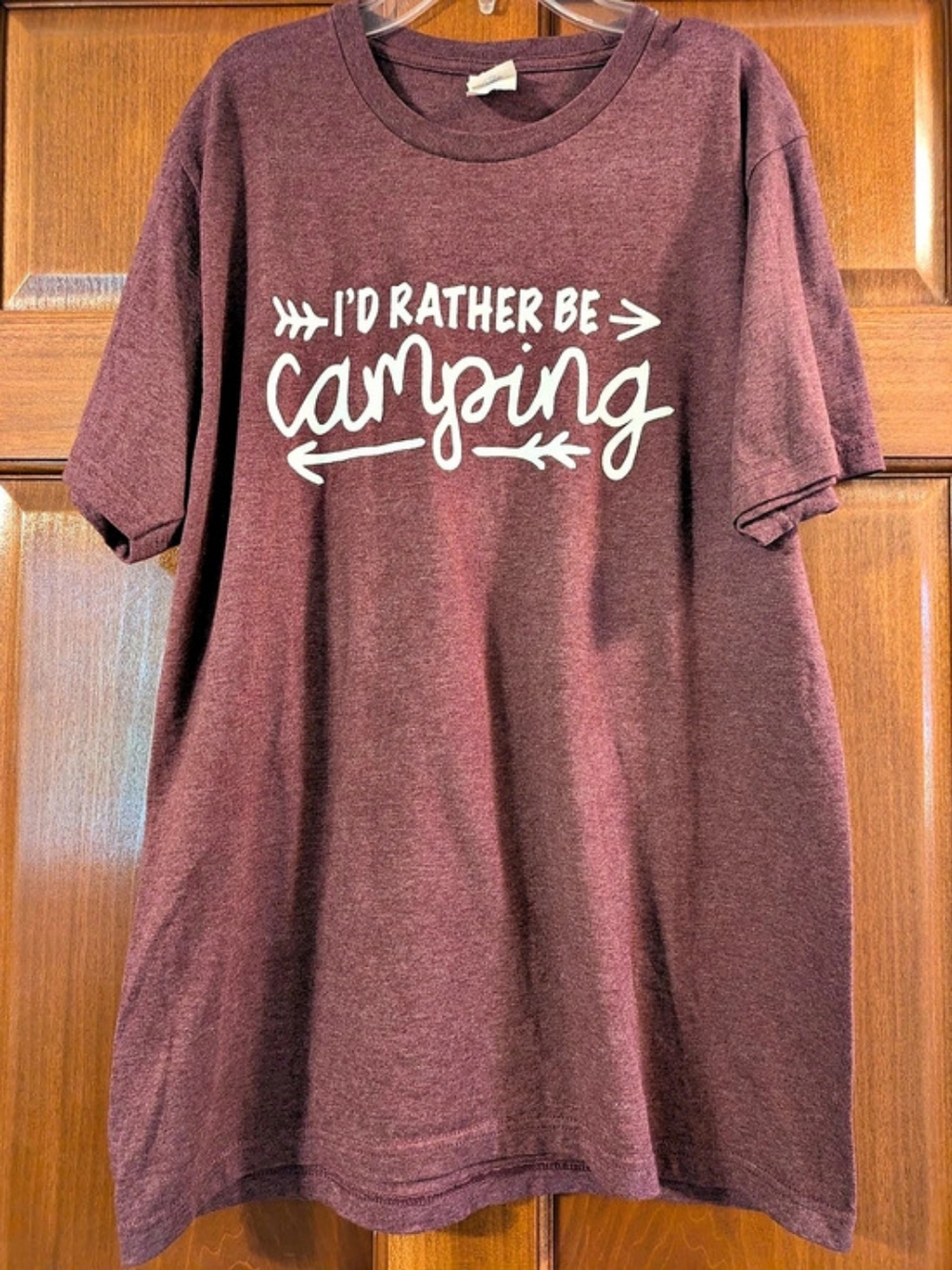 I'd Rather Be Camping Port & Company T-shirt in Plum Unisex Large